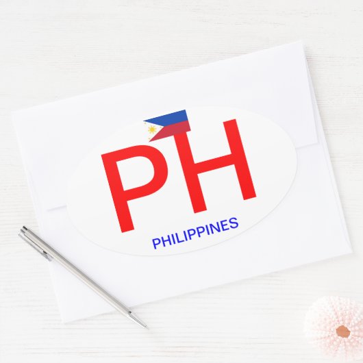 Filipijnen - Euro-stijl ovale Sticker (Envelop)
