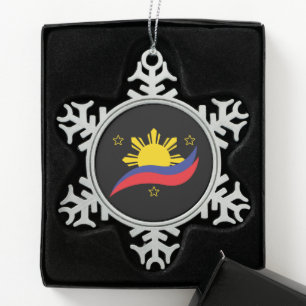 Filipijnen Filipijns Pinoy Vlag Tin Sneeuwvlok Ornament