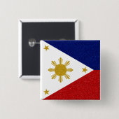 Filipijnen - Glitter Flag Vierkante Button 5,1 Cm (Voorkant /achterkant)