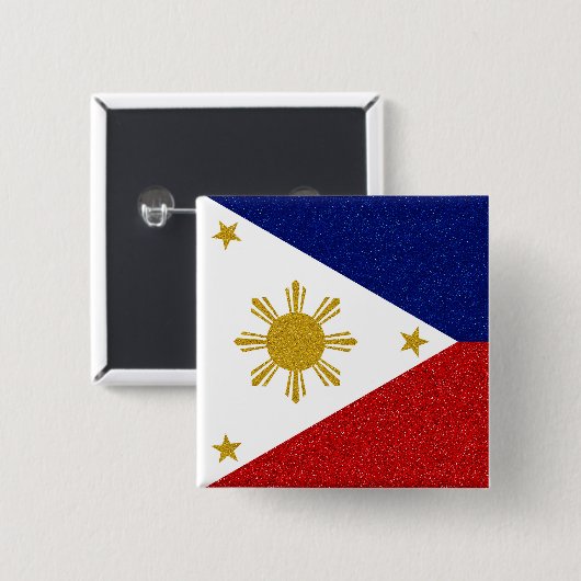 Filipijnen - Glitter Flag Vierkante Button 5,1 Cm (Voorkant /achterkant)