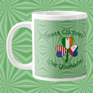 Filipijnen Ierland VS Shamrock Vlag Persoonlijk Grote Koffiekop