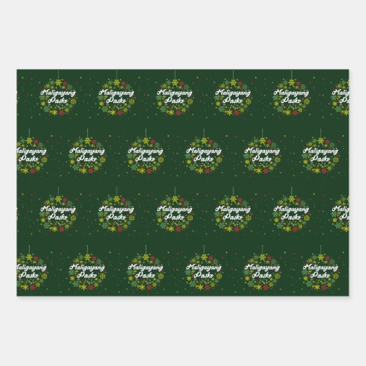 Filipijnen: Kerstmis Maligayang Pasko Snowflakes Inpakpapier Vel (Voorkant)