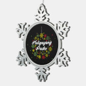 Filipijnen: Kerstmis Maligayang Pasko Snowflakes Tin Sneeuwvlok Ornament (Rechts)