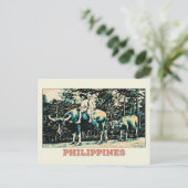 Filipijnen, kinderen die met waterbuffels spelen briefkaart (Staand voorkant)
