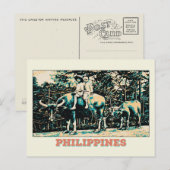 Filipijnen, kinderen die met waterbuffels spelen briefkaart (Voorkant / Achterkant)