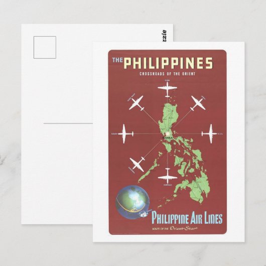  Filipijnen Reisposter Briefkaart (Voorkant / Achterkant)