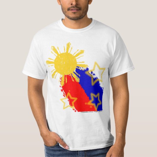 Filipijnen schieten Sun en begint met Vlag T-shirt (Voorkant)