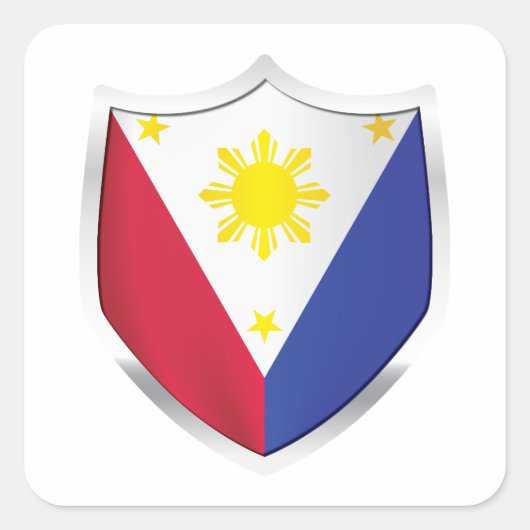 Filipijnen Silver Shield Flag Vierkante Sticker (Voorkant)
