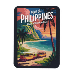 Filipijnen strand illustratie reis kunst vintage magneet