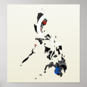 Filipijnen Trendy Peace Sign met Filippijnse kaart Poster (Voorkant)