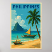 Filipijnen Vintage Reizen - Tropisch Strand Poster (Voorkant)