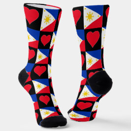 Filipijnen - vlag Heart Pattern Fun Filipino Pride Sokken