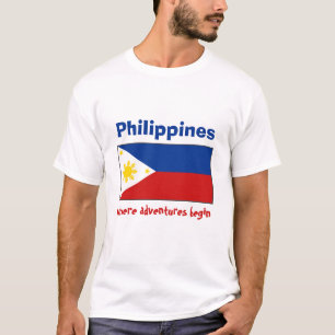 Filipijnen Vlag + Kaart + Tekst T-shirt