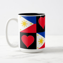 Filipijnen - vlagkoppatroon Patriotic Filipino Tweekleurige Koffiemok