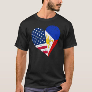 Filipijnen VS Hart Verdrietig Filipijns Amerikaans T-shirt