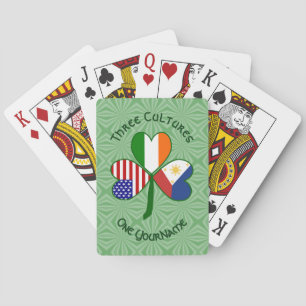 Filipijns Ierse Amerikaanse Vlaggen Shamrock Aanpa Pokerkaarten