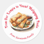 Filipijns Lumpia kerstlabel Ronde Sticker (Voorkant)