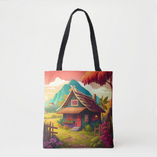 Filipijns traditioneel huis kleurrijk ontwerp tote bag