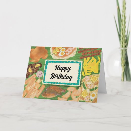 Filipijns verjaardagsfeestje eten Lumpia Pancit Bedankkaart (Voorkant)