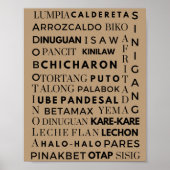 Filipijns voedsel zwart & bruin typografie Poster (Voorkant)