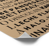 Filipijns voedsel zwart & bruin typografie Poster (Hoek)