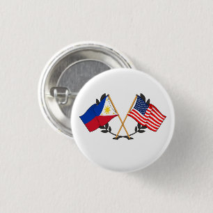 Filipijnse Amerikaanse vlag Filipijns erfgoed Vint Ronde Button 3,2 Cm