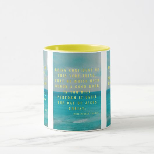 Filipijnse Bijbelscriptie 1:6 KJV Pic Two-Tone Mok (Midden)