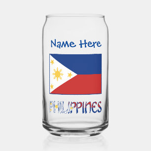 Filipijnse Filipijnse Vlag Blauw Personalisatie Blikvorm Glas