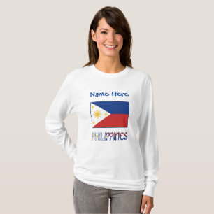 Filipijnse Filipijnse Vlag Blauw Personalisatie  T-shirt