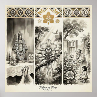 Filipijnse Flora - Sampaguita · Waling-Waling · Ro Poster