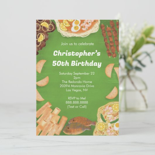 Filipijnse Food Party uitnodiging (Staand voorkant)