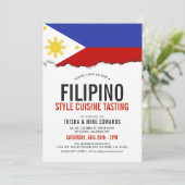 Filipijnse keuken | Party Flag Witte Uitnodiging (Staand voorkant)