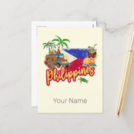 Filipijnse Oude Spookdiertje Vlag Palm Souvenir Feestdagenkaart