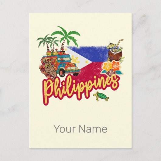 Filipijnse Oude Spookdiertje Vlag Palm Souvenir Feestdagenkaart (Voorkant)
