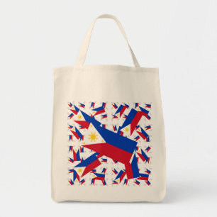Filipijnse vlag bij meerdere kleurrijke lagen tote bag