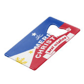 Filipijnse Vlag Kerstmis: Prettig Kerstfeest & Het Creditkaart Flessenopener (Achterkant Gekanteld)