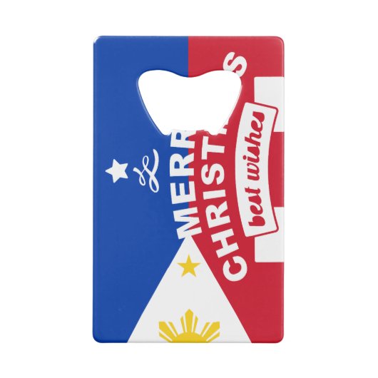Filipijnse Vlag Kerstmis: Prettig Kerstfeest & Het Creditkaart Flessenopener (Achterkant)