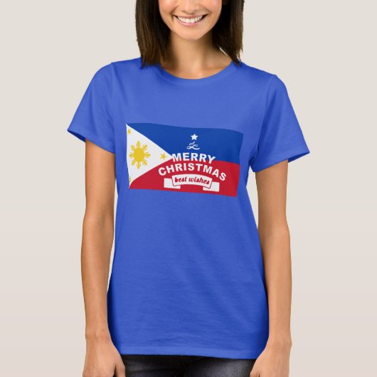 Filipijnse vlag Kerstmis: Vrolijk Kerstmis & Best T-shirt (Voorkant)