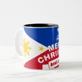 Filipijnse vlag Kerstmis: Vrolijk Kerstmis & Best Tweekleurige Koffiemok (Voorkant links)