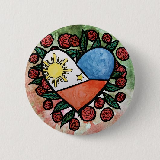 Filipijnse vlag ronde button 5,7 cm (Voorkant)