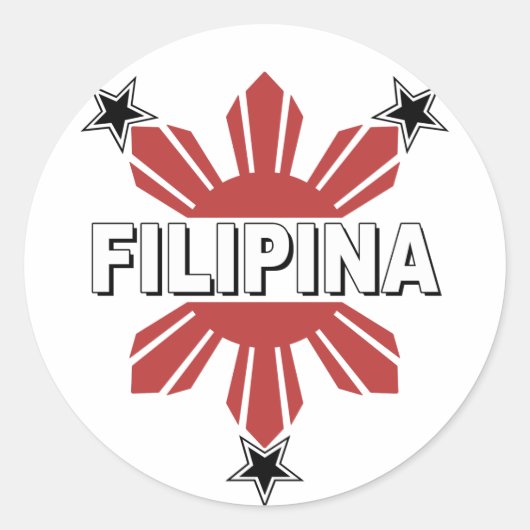 Filipina Sun en Star Ronde Sticker (Voorkant)