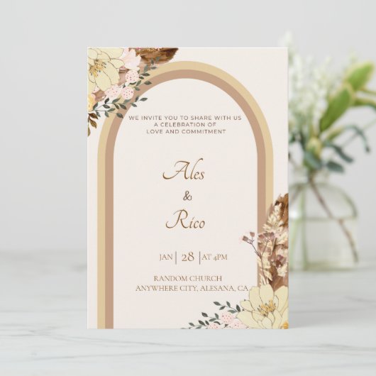 Filipiniana Filippijnse bruiloft uitnodiging Boho (Staand voorkant)