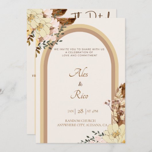 Filipiniana Filippijnse bruiloft uitnodiging Boho (Voorkant / Achterkant)