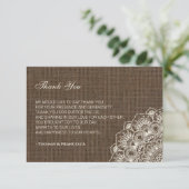 Filipiniana Kant op Burlap Bruiloft Dank u Kaart (Staand voorkant)