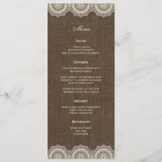 Filipiniana Kant op Burlap Bruiloft Menu Kaart