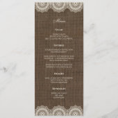Filipiniana Kant op Burlap Bruiloft Menu Kaart (Voorkant)