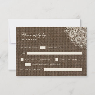 Filipiniana Kant op Burlap Bruiloft RSVP Kaart