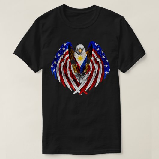 Filipino American Philippines USA Flag Eagle T  T-shirt (Design voorkant)