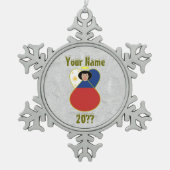 Filipino Angel Black Hair gekleed onder vlag Tin Sneeuwvlok Ornament (Voorkant)