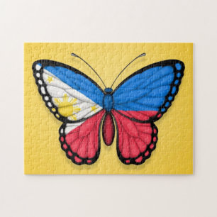 Filipino Butterfly vlag op geel Legpuzzel